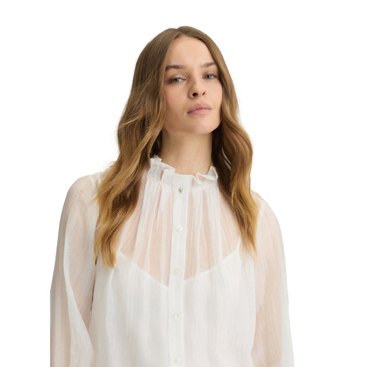 Blusa Donna con sottoveste Bianco modella frontale ravvicinata