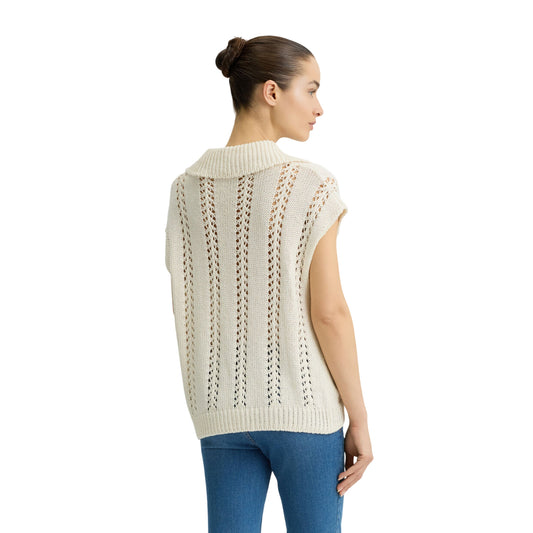 Maglia Donna in cotone crochet Bianco modella retro