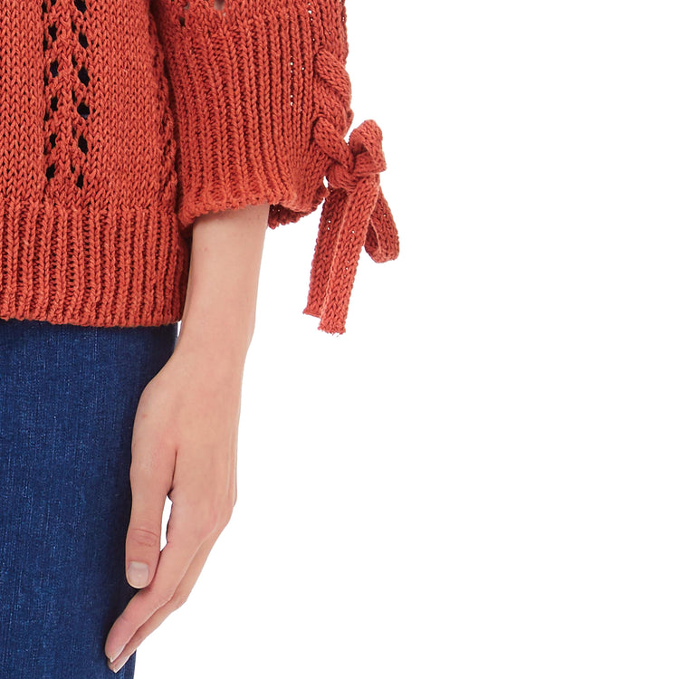 Maglia donna effetto see-through Rosso dettaglio