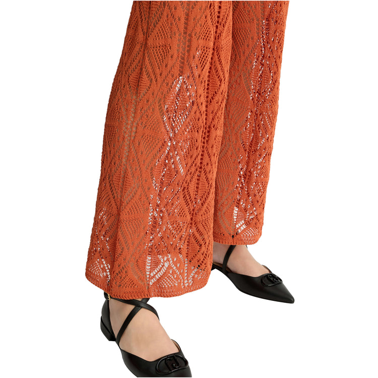 Pantaloni Donna in maglia crochet Arancione dettaglio