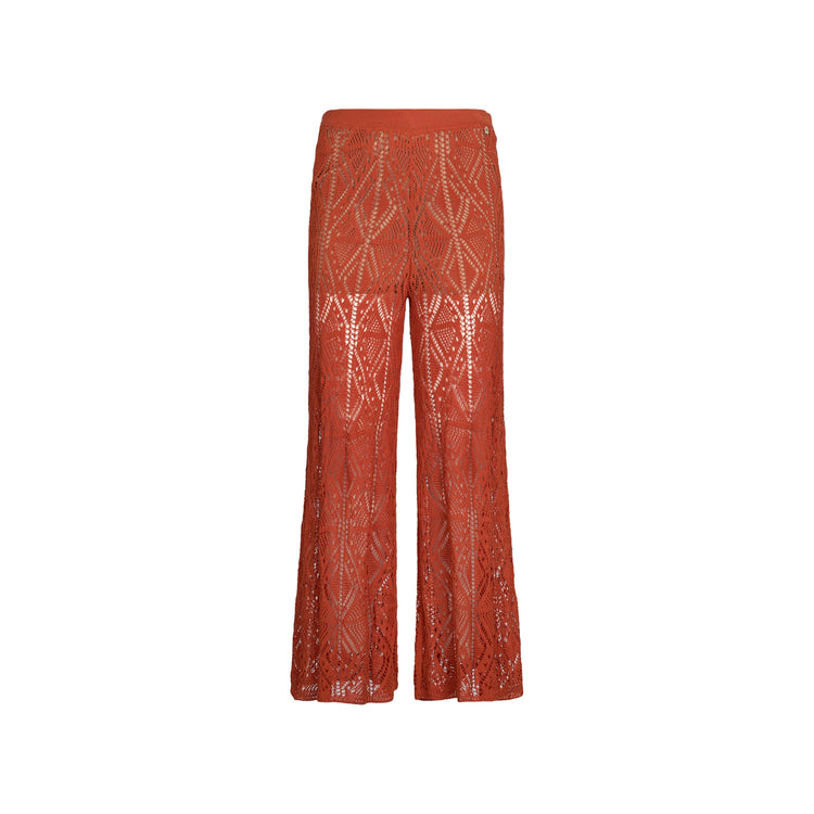 Pantaloni Donna in maglia crochet Arancione