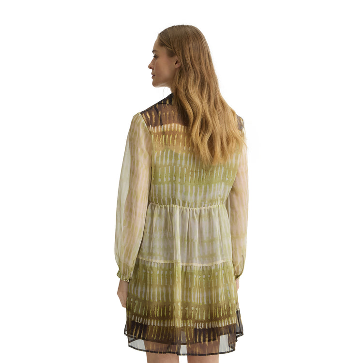 Abito corto Donna in chiffon stampato modella retro