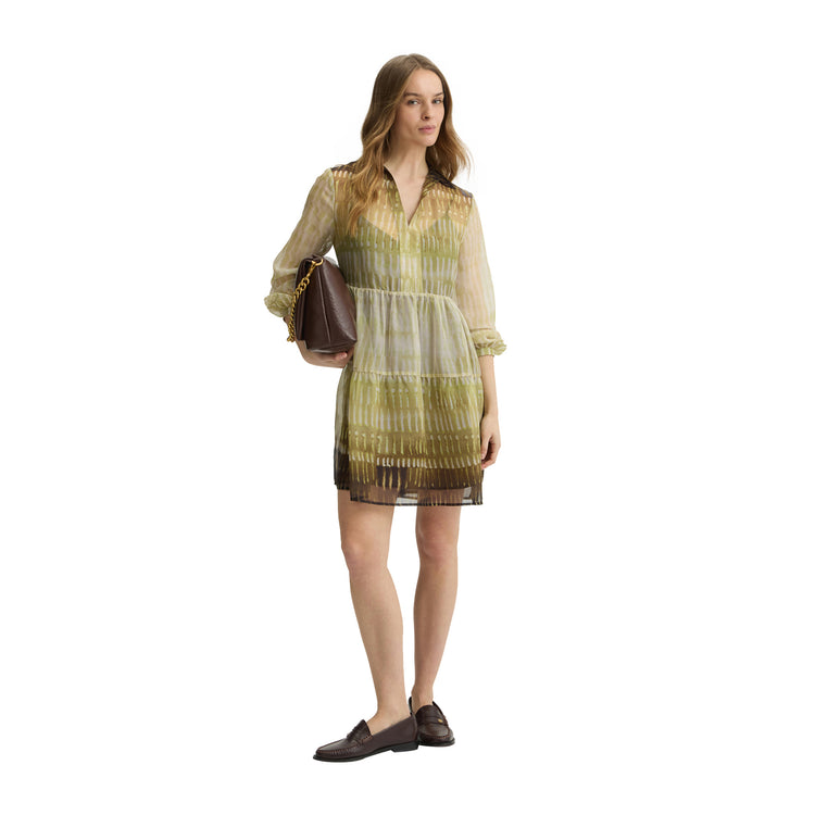 Abito corto Donna in chiffon stampato modella intera frontale