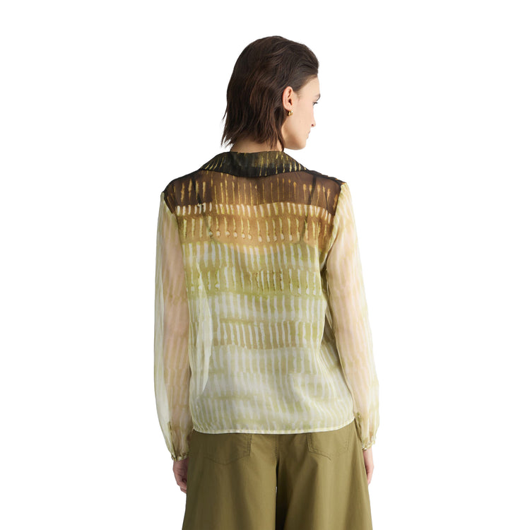 Blusa Donna in chiffon stampato modella retro