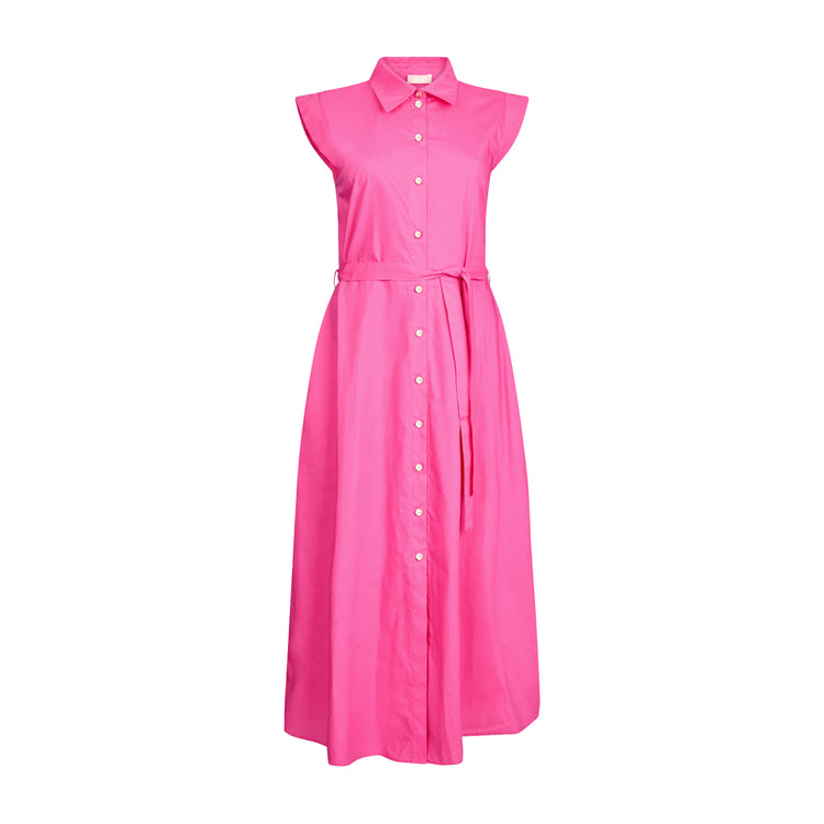 Abito lungo Donna chemisier in popeline Rosa