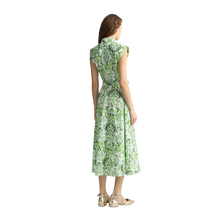 Abito lungo Donna chemisier stampa floreale Verde modella retro