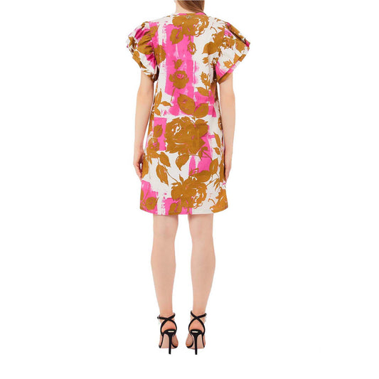 Abito corto da donna in popeline stampa floreale modella retro