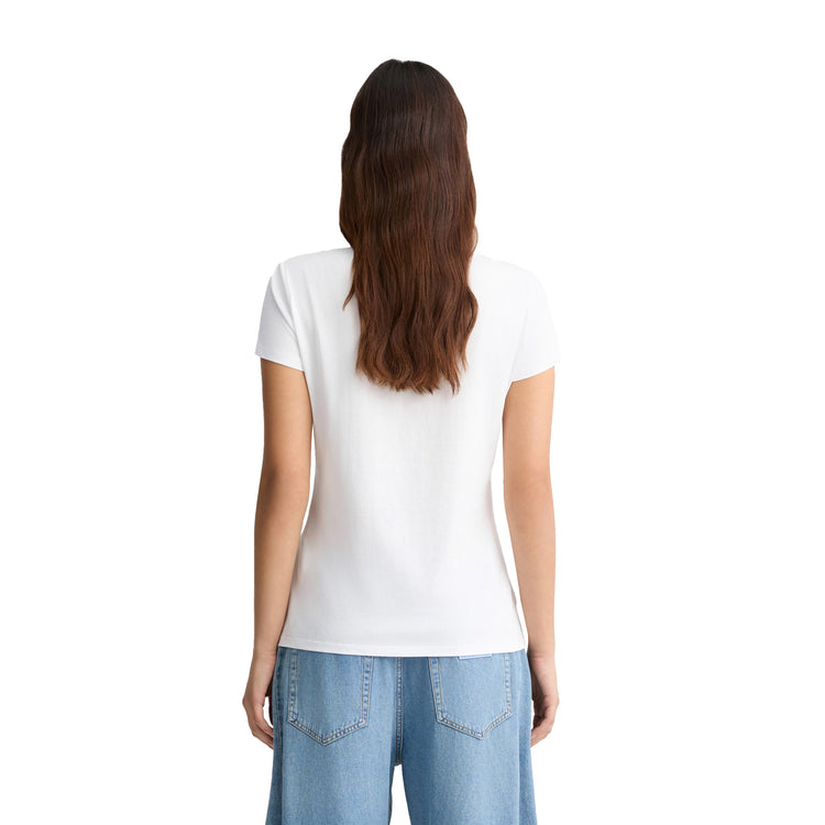 T-shirt Donna con stampa grafica con strass modella retro