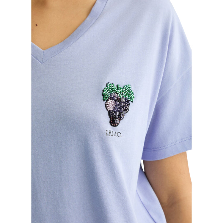 T-shirt viola da Donna con uva dettaglio uva
