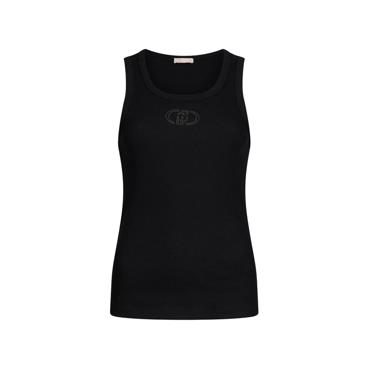 Top Donna in cotone con logo Nero