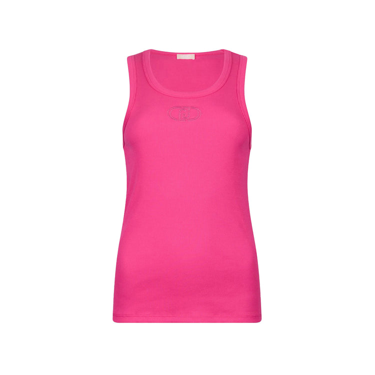 Top Donna in cotone con logo Rosa