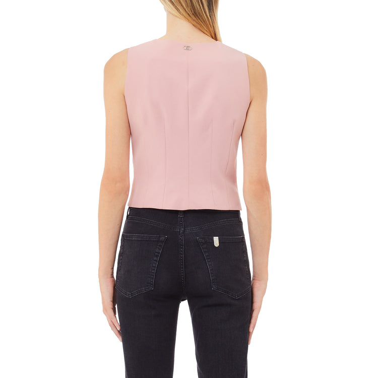 Top da Donna Rosa con bottoni frontali modella retro