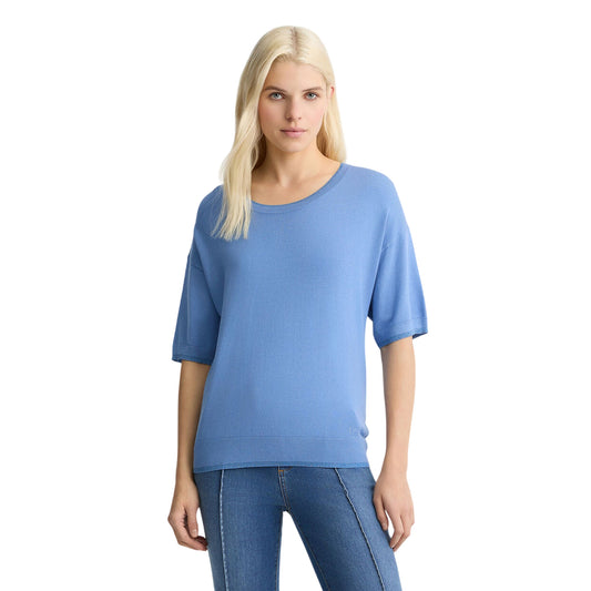 Maglia Donna con maniche a 3/4 Blu modella frontale