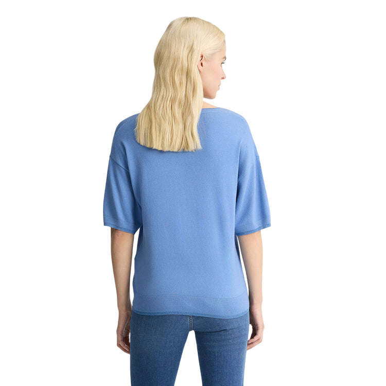 Maglia Donna con maniche a 3/4 Blu modella retro