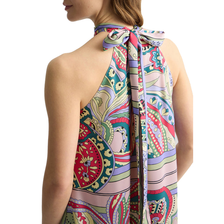 Abito lungo Donna in raso con fantasia