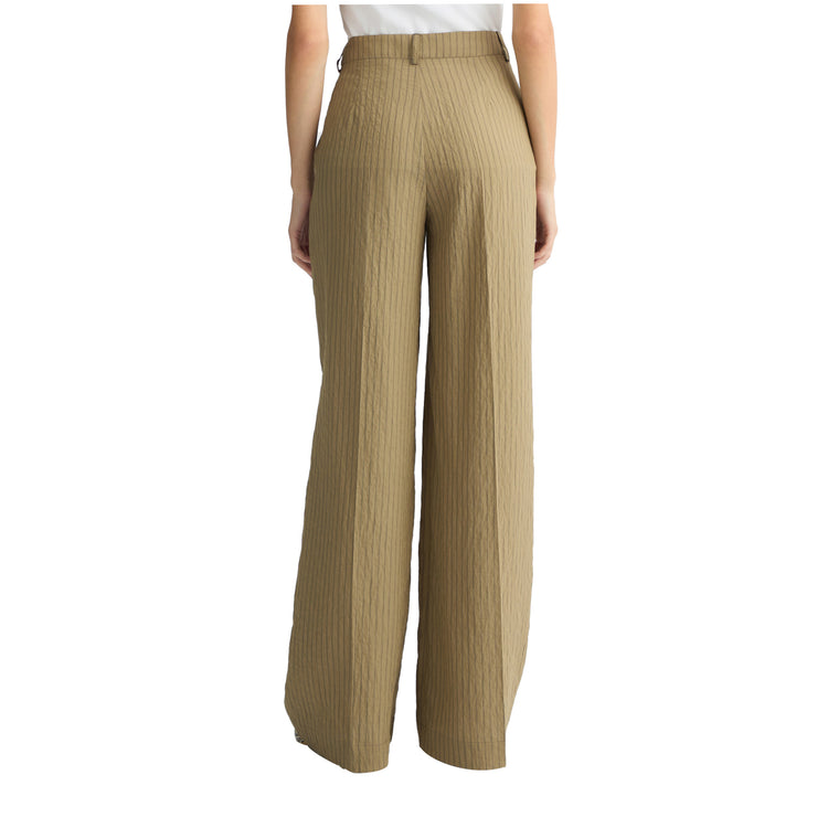 Pantaloni Donna flare a righe Verde modella retro
