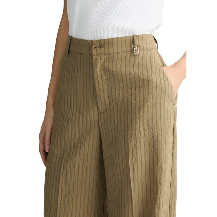 Pantaloni Donna flare a righe Verde dettaglio