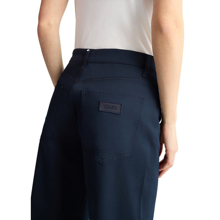 Pantaloni Flare Donna a vita alta Blu dettaglio retro