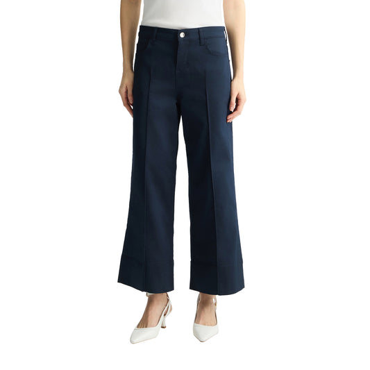 Pantaloni Flare Donna a vita alta Blu modella frontale