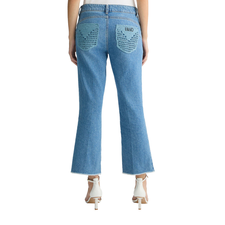 Jeans Donna cropped bootcut a vita alta modella retro