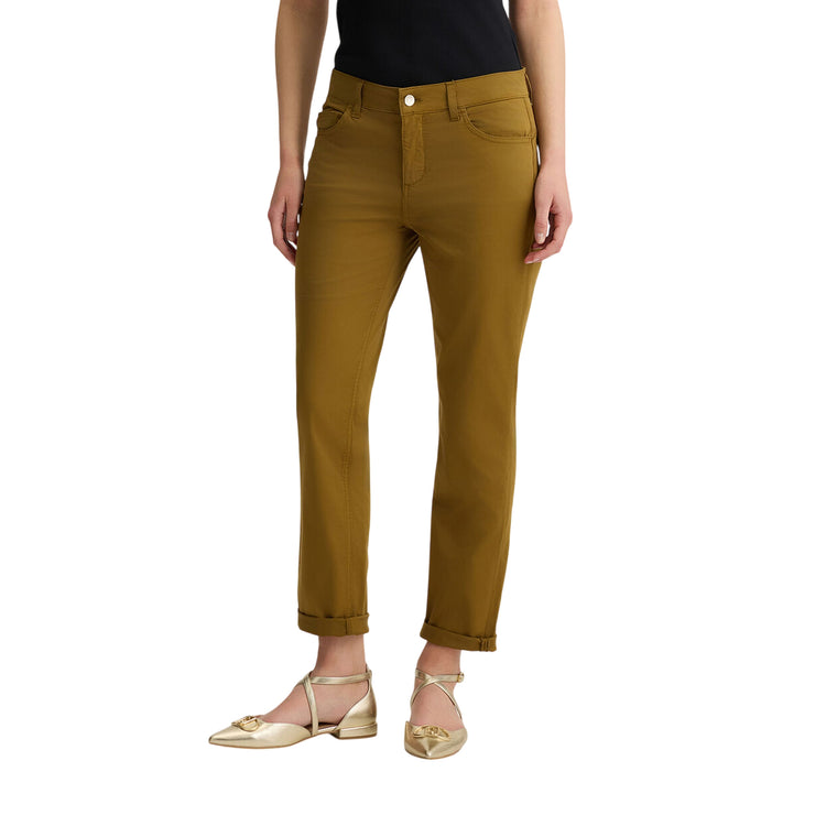 Pantaloni donna skinny cropped Marrone modella frontale
