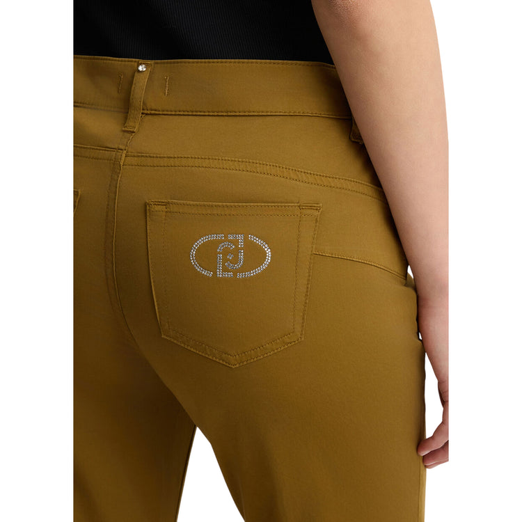 Pantaloni donna skinny cropped Marrone dettaglio retro ravvicinato