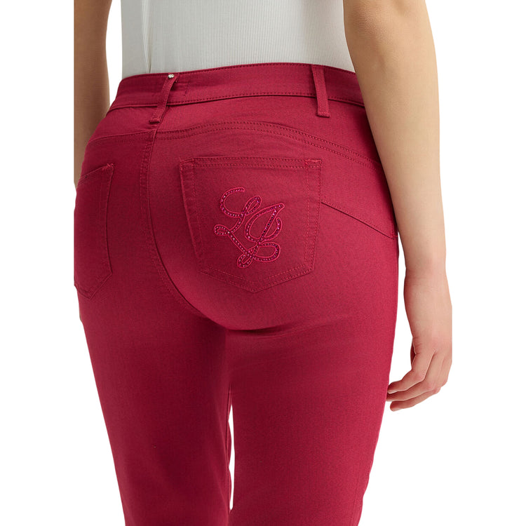 Pantaloni Donna skinny bottom up Fucsia dettaglio logo sul retro