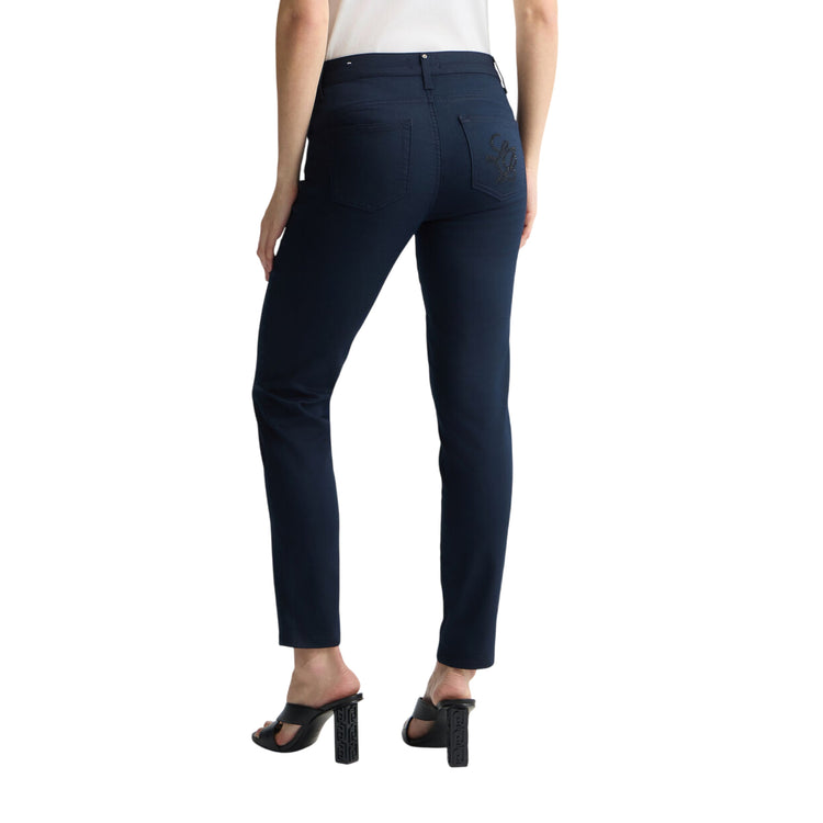 Pantaloni Donna skinny bottom up Navy modella retro