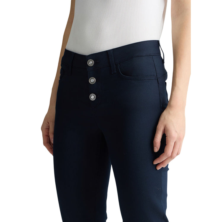Pantaloni Donna skinny bottom up Navy dettaglio bottoni frontali