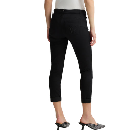 Pantaloni Donna skinny bottom up Nero modella retro