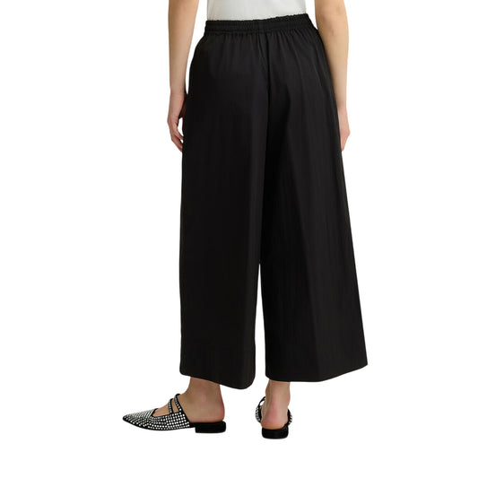 Pantaloni Donna Flare in nylon Nero modella retro