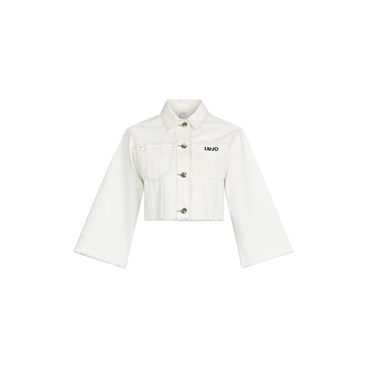 Giacca Donna cropped bianca con ricami