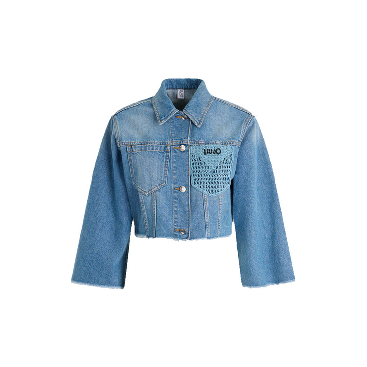 Giacca Donna cropped in denim con ricami