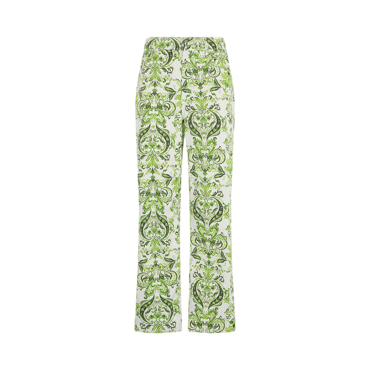 Pantaloni Donna in cotone stampato verde