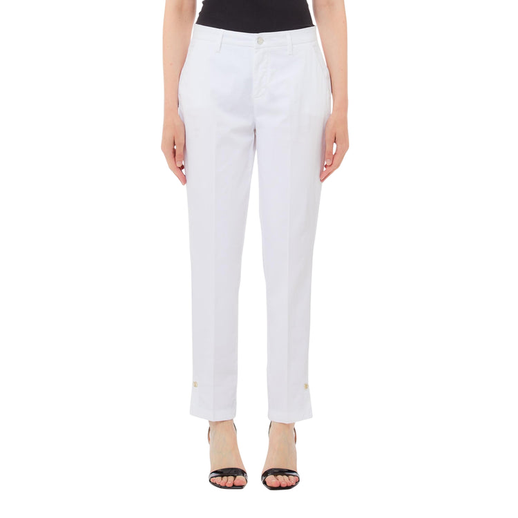 Pantaloni Donna Chino classic Bianco modella frontale