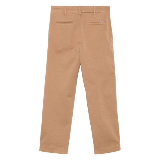 Pantaloni Donna Chino cropped tinta unita beige retro