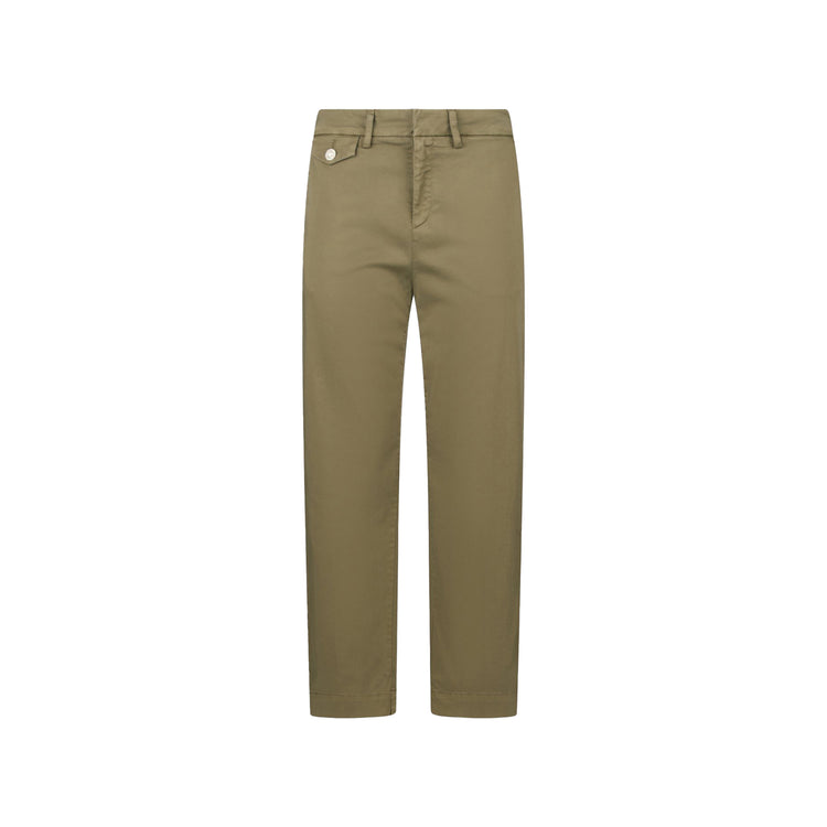 Pantaloni Donna Chino cropped tinta unita verde