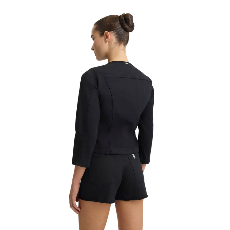 Giacca Nera Donna con dettaglio strass modella retro