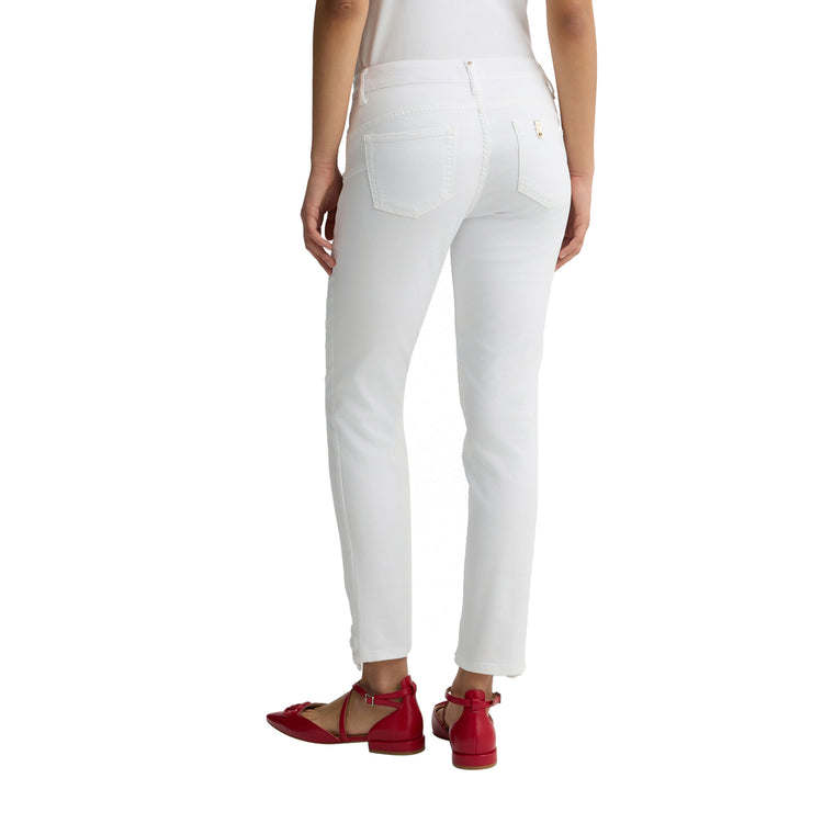 Pantaloni Donna Skinny con ricami Bianco modello retro