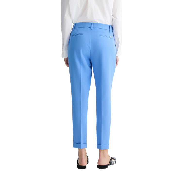 Pantaloni chino Donna in twill stretch Azzurro modella retro