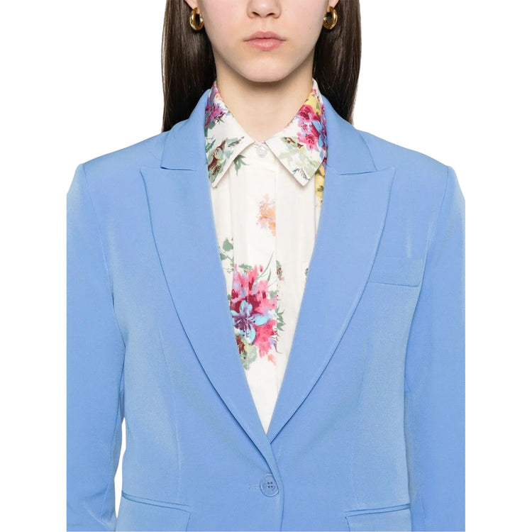 Blazer donna in twill stretch celeste