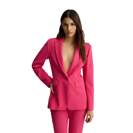 Blazer donna in twill stretch fucsia modella frontale