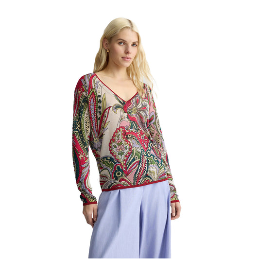 Maglia Donna con stampa foulard modella frontale