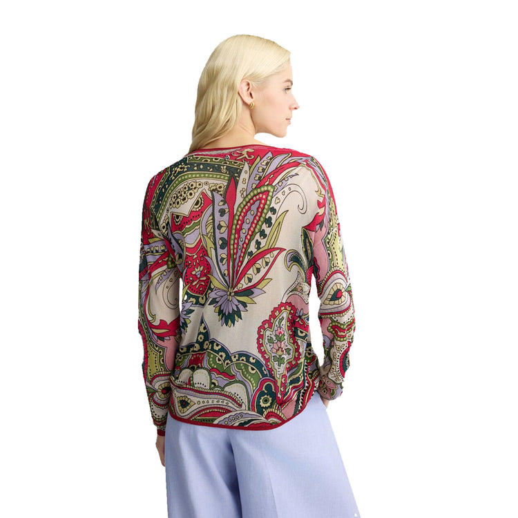 Maglia Donna con stampa foulard modella retro