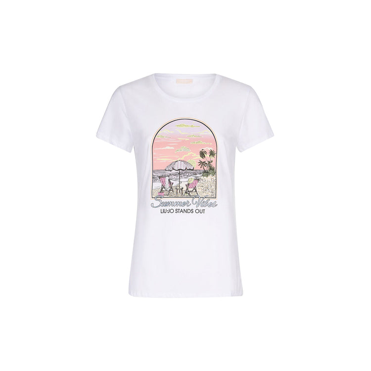 T-shirt Donna in cotone con stampa frontale
