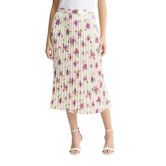 Gonna lunga da Donna plissé floreale modella frontale