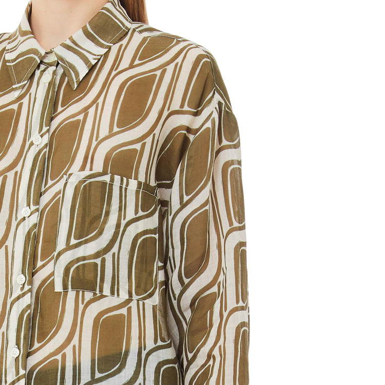 Camicia Donna in tessuto ramiè Verde dettaglio frontale