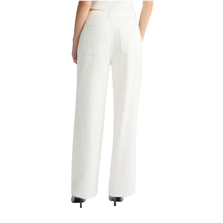 Pantaloni Donna wide leg tinta unita bianca modella retro