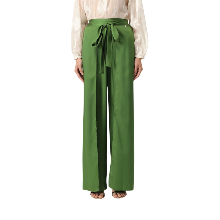 Pantaloni Donna in twill verde modella frontale