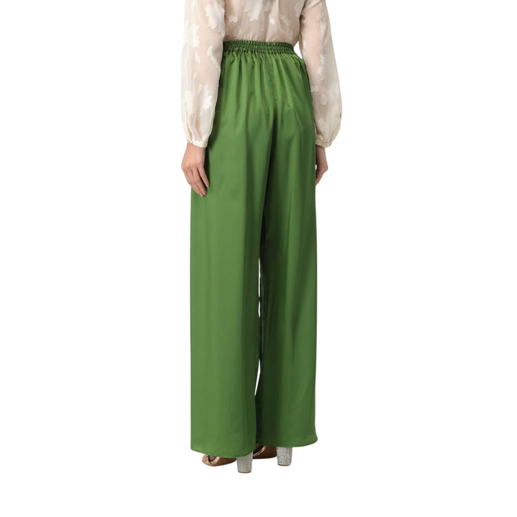 Pantaloni Donna in twill verde modella retro
